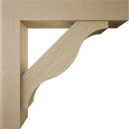 Ekena Millwork - BKTUR0756X42X42FST05RCPR - Timberthane Faux Wood Funston Style Bracket w/ Offset Brace, Block Ends, 7 1/2"W x 42"D x 42"H, Primed Tan