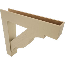 Ekena Millwork - BKTUR0756X42X42FST05RCPR - Timberthane Faux Wood Funston Style Bracket w/ Offset Brace, Block Ends, 7 1/2"W x 42"D x 42"H, Primed Tan