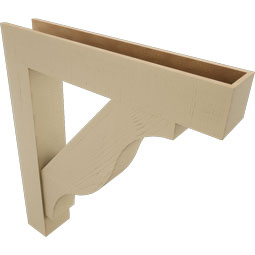 Ekena Millwork - BKTUR0756X42X48FST05RCPR - Timberthane Faux Wood Funston Style Bracket w/ Offset Brace, Block Ends, 7 1/2"W x 42"D x 48"H, Primed Tan