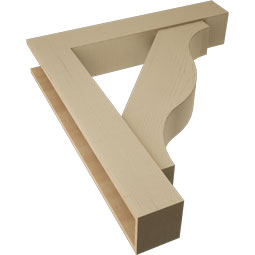 Ekena Millwork - BKTUR0756X42X48FST05RCPR - Timberthane Faux Wood Funston Style Bracket w/ Offset Brace, Block Ends, 7 1/2"W x 42"D x 48"H, Primed Tan