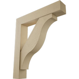 Ekena Millwork - BKTUR0756X42X48FST05RCPR - Timberthane Faux Wood Funston Style Bracket w/ Offset Brace, Block Ends, 7 1/2"W x 42"D x 48"H, Primed Tan
