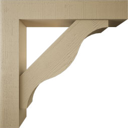 Ekena Millwork - BKTUR0756X44X44FST05RCPR - Timberthane Faux Wood Funston Style Bracket w/ Offset Brace, Block Ends, 7 1/2"W x 44"D x 44"H, Primed Tan