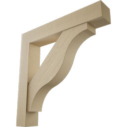 Ekena Millwork - BKTUR0756X46X46FST05RCPR - Timberthane Faux Wood Funston Style Bracket w/ Offset Brace, Block Ends, 7 1/2"W x 46"D x 46"H, Primed Tan