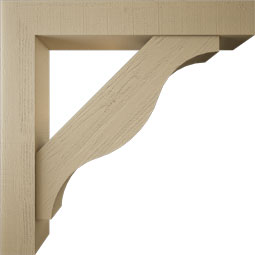 Ekena Millwork - BKTUR0756X48X48FST05RCPR - Timberthane Faux Wood Funston Style Bracket w/ Offset Brace, Block Ends, 7 1/2"W x 48"D x 48"H, Primed Tan