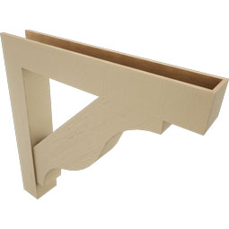 Ekena Millwork - BKTUR0756X48X48FST05RCPR - Timberthane Faux Wood Funston Style Bracket w/ Offset Brace, Block Ends, 7 1/2"W x 48"D x 48"H, Primed Tan