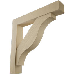 Ekena Millwork - BKTUR0756X48X48FST05RCPR - Timberthane Faux Wood Funston Style Bracket w/ Offset Brace, Block Ends, 7 1/2"W x 48"D x 48"H, Primed Tan