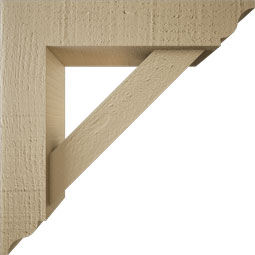 Ekena Millwork - BKTUR0352X14X14TRA01RCPR - Timberthane Faux Wood Traditional Style Bracket w/ Offset Brace, Traditional Ends, 3 1/2"W x 14"D x 14"H, Primed Tan