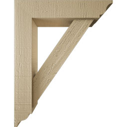 Ekena Millwork - BKTUR0352X14X18TRA01RCPR - Timberthane Faux Wood Traditional Style Bracket w/ Offset Brace, Traditional Ends, 3 1/2"W x 14"D x 18"H, Primed Tan