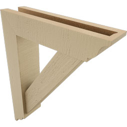 Ekena Millwork - BKTUR0352X14X18TRA01RCPR - Timberthane Faux Wood Traditional Style Bracket w/ Offset Brace, Traditional Ends, 3 1/2"W x 14"D x 18"H, Primed Tan