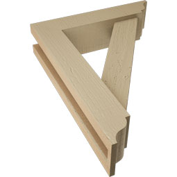 Ekena Millwork - BKTUR0352X14X18TRA01RCPR - Timberthane Faux Wood Traditional Style Bracket w/ Offset Brace, Traditional Ends, 3 1/2"W x 14"D x 18"H, Primed Tan