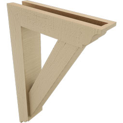 Ekena Millwork - BKTUR0352X14X22TRA01RCPR - Timberthane Faux Wood Traditional Style Bracket w/ Offset Brace, Traditional Ends, 3 1/2"W x 14"D x 22"H, Primed Tan