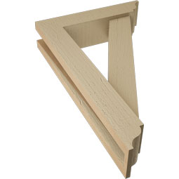 Ekena Millwork - BKTUR0352X14X22TRA01RCPR - Timberthane Faux Wood Traditional Style Bracket w/ Offset Brace, Traditional Ends, 3 1/2"W x 14"D x 22"H, Primed Tan