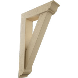 Ekena Millwork - BKTUR0352X14X22TRA01RCPR - Timberthane Faux Wood Traditional Style Bracket w/ Offset Brace, Traditional Ends, 3 1/2"W x 14"D x 22"H, Primed Tan