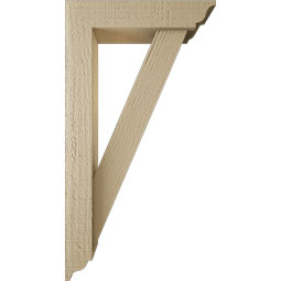 Ekena Millwork - BKTUR0352X14X26TRA01RCPR - Timberthane Faux Wood Traditional Style Bracket w/ Offset Brace, Traditional Ends, 3 1/2"W x 14"D x 26"H, Primed Tan
