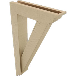 Ekena Millwork - BKTUR0352X14X26TRA01RCPR - Timberthane Faux Wood Traditional Style Bracket w/ Offset Brace, Traditional Ends, 3 1/2"W x 14"D x 26"H, Primed Tan