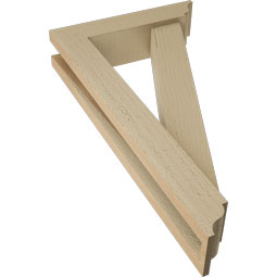Ekena Millwork - BKTUR0352X14X26TRA01RCPR - Timberthane Faux Wood Traditional Style Bracket w/ Offset Brace, Traditional Ends, 3 1/2"W x 14"D x 26"H, Primed Tan
