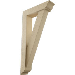 Ekena Millwork - BKTUR0352X14X26TRA01RCPR - Timberthane Faux Wood Traditional Style Bracket w/ Offset Brace, Traditional Ends, 3 1/2"W x 14"D x 26"H, Primed Tan