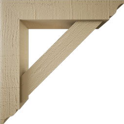 Ekena Millwork - BKTUR0352X16X16TRA01RCPR - Timberthane Faux Wood Traditional Style Bracket w/ Offset Brace, Traditional Ends, 3 1/2"W x 16"D x 16"H, Primed Tan