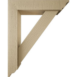 Ekena Millwork - BKTUR0352X16X20TRA01RCPR - Timberthane Faux Wood Traditional Style Bracket w/ Offset Brace, Traditional Ends, 3 1/2"W x 16"D x 20"H, Primed Tan