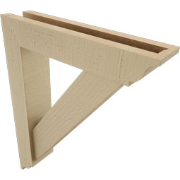 Ekena Millwork - BKTUR0352X16X20TRA01RCPR - Timberthane Faux Wood Traditional Style Bracket w/ Offset Brace, Traditional Ends, 3 1/2"W x 16"D x 20"H, Primed Tan