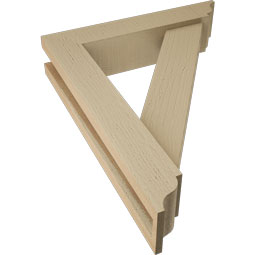 Ekena Millwork - BKTUR0352X16X20TRA01RCPR - Timberthane Faux Wood Traditional Style Bracket w/ Offset Brace, Traditional Ends, 3 1/2"W x 16"D x 20"H, Primed Tan