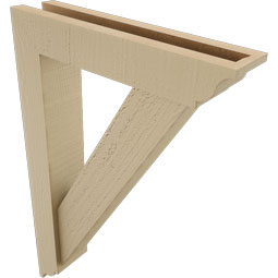 Ekena Millwork - BKTUR0352X16X24TRA01RCPR - Timberthane Faux Wood Traditional Style Bracket w/ Offset Brace, Traditional Ends, 3 1/2"W x 16"D x 24"H, Primed Tan