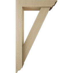 Ekena Millwork - BKTUR0352X16X28TRA01RCPR - Timberthane Faux Wood Traditional Style Bracket w/ Offset Brace, Traditional Ends, 3 1/2"W x 16"D x 28"H, Primed Tan