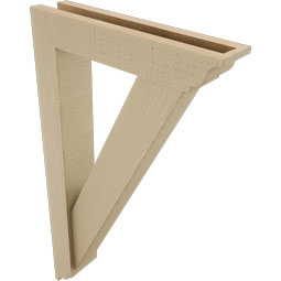 Ekena Millwork - BKTUR0352X16X28TRA01RCPR - Timberthane Faux Wood Traditional Style Bracket w/ Offset Brace, Traditional Ends, 3 1/2"W x 16"D x 28"H, Primed Tan