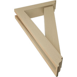 Ekena Millwork - BKTUR0352X16X28TRA01RCPR - Timberthane Faux Wood Traditional Style Bracket w/ Offset Brace, Traditional Ends, 3 1/2"W x 16"D x 28"H, Primed Tan
