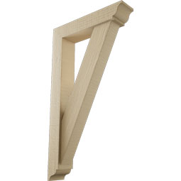 Ekena Millwork - BKTUR0352X16X28TRA01RCPR - Timberthane Faux Wood Traditional Style Bracket w/ Offset Brace, Traditional Ends, 3 1/2"W x 16"D x 28"H, Primed Tan