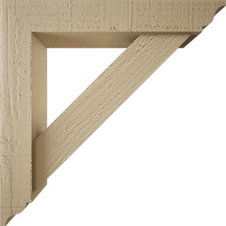 Ekena Millwork - BKTUR0352X18X18TRA01RCPR - Timberthane Faux Wood Traditional Style Bracket w/ Offset Brace, Traditional Ends, 3 1/2"W x 18"D x 18"H, Primed Tan