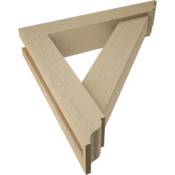 Ekena Millwork - BKTUR0352X18X18TRA01RCPR - Timberthane Faux Wood Traditional Style Bracket w/ Offset Brace, Traditional Ends, 3 1/2"W x 18"D x 18"H, Primed Tan