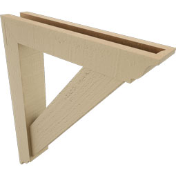 Ekena Millwork - BKTUR0352X18X22TRA01RCPR - Timberthane Faux Wood Traditional Style Bracket w/ Offset Brace, Traditional Ends, 3 1/2"W x 18"D x 22"H, Primed Tan