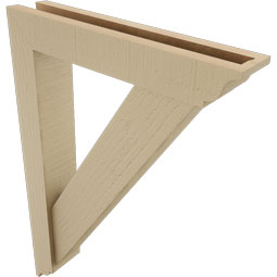 Ekena Millwork - BKTUR0352X18X26TRA01RCPR - Timberthane Faux Wood Traditional Style Bracket w/ Offset Brace, Traditional Ends, 3 1/2"W x 18"D x 26"H, Primed Tan