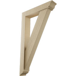 Ekena Millwork - BKTUR0352X18X30TRA01RCPR - Timberthane Faux Wood Traditional Style Bracket w/ Offset Brace, Traditional Ends, 3 1/2"W x 18"D x 30"H, Primed Tan