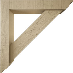 Ekena Millwork - BKTUR0352X20X20TRA01RCPR - Timberthane Faux Wood Traditional Style Bracket w/ Offset Brace, Traditional Ends, 3 1/2"W x 20"D x 20"H, Primed Tan