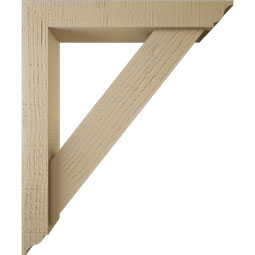 Ekena Millwork - BKTUR0352X20X24TRA01RCPR - Timberthane Faux Wood Traditional Style Bracket w/ Offset Brace, Traditional Ends, 3 1/2"W x 20"D x 24"H, Primed Tan
