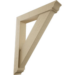 Ekena Millwork - BKTUR0352X20X24TRA01RCPR - Timberthane Faux Wood Traditional Style Bracket w/ Offset Brace, Traditional Ends, 3 1/2"W x 20"D x 24"H, Primed Tan
