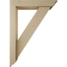 Ekena Millwork - BKTUR0352X20X28TRA01RCPR - Timberthane Faux Wood Traditional Style Bracket w/ Offset Brace, Traditional Ends, 3 1/2"W x 20"D x 28"H, Primed Tan