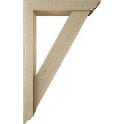 Ekena Millwork - BKTUR0352X20X32TRA01RCPR - Timberthane Faux Wood Traditional Style Bracket w/ Offset Brace, Traditional Ends, 3 1/2"W x 20"D x 32"H, Primed Tan