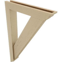 Ekena Millwork - BKTUR0352X20X32TRA01RCPR - Timberthane Faux Wood Traditional Style Bracket w/ Offset Brace, Traditional Ends, 3 1/2"W x 20"D x 32"H, Primed Tan