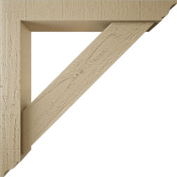 Ekena Millwork - BKTUR0352X22X22TRA01RCPR - Timberthane Faux Wood Traditional Style Bracket w/ Offset Brace, Traditional Ends, 3 1/2"W x 22"D x 22"H, Primed Tan