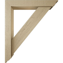 Ekena Millwork - BKTUR0352X22X26TRA01RCPR - Timberthane Faux Wood Traditional Style Bracket w/ Offset Brace, Traditional Ends, 3 1/2"W x 22"D x 26"H, Primed Tan