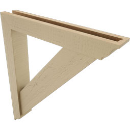 Ekena Millwork - BKTUR0352X22X26TRA01RCPR - Timberthane Faux Wood Traditional Style Bracket w/ Offset Brace, Traditional Ends, 3 1/2"W x 22"D x 26"H, Primed Tan