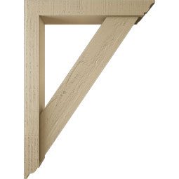 Ekena Millwork - BKTUR0352X22X30TRA01RCPR - Timberthane Faux Wood Traditional Style Bracket w/ Offset Brace, Traditional Ends, 3 1/2"W x 22"D x 30"H, Primed Tan