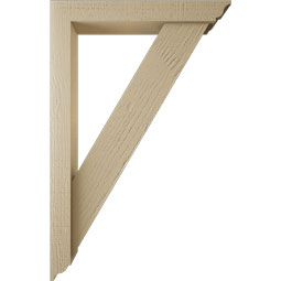 Ekena Millwork - BKTUR0352X22X34TRA01RCPR - Timberthane Faux Wood Traditional Style Bracket w/ Offset Brace, Traditional Ends, 3 1/2"W x 22"D x 34"H, Primed Tan