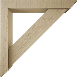 Ekena Millwork - BKTUR0352X24X24TRA01RCPR - Timberthane Faux Wood Traditional Style Bracket w/ Offset Brace, Traditional Ends, 3 1/2"W x 24"D x 24"H, Primed Tan
