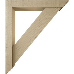 Ekena Millwork - BKTUR0352X24X28TRA01RCPR - Timberthane Faux Wood Traditional Style Bracket w/ Offset Brace, Traditional Ends, 3 1/2"W x 24"D x 28"H, Primed Tan