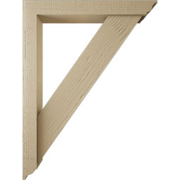 Ekena Millwork - BKTUR0352X24X32TRA01RCPR - Timberthane Faux Wood Traditional Style Bracket w/ Offset Brace, Traditional Ends, 3 1/2"W x 24"D x 32"H, Primed Tan