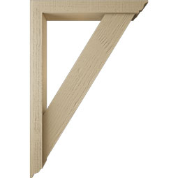 Ekena Millwork - BKTUR0352X24X36TRA01RCPR - Timberthane Faux Wood Traditional Style Bracket w/ Offset Brace, Traditional Ends, 3 1/2"W x 24"D x 36"H, Primed Tan